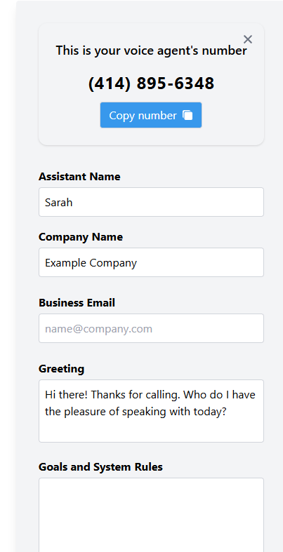 Configure your AI voice agent