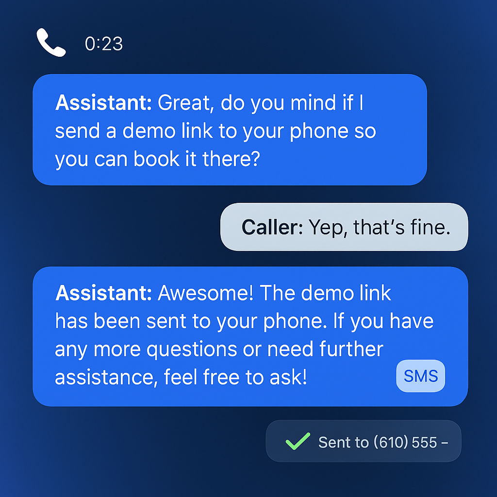 Agent sends booking links by text and confirms
